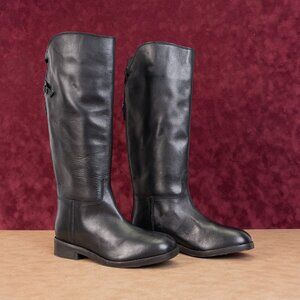 Free People Women Everly Black Leather Riding Tall Knee Boots sz 7US EUR38